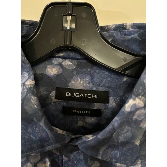 NWT Bugatchi Button Down Shirt Abstract Print Ble Size Large Wrinkle Resistant - Picture 5 of 7